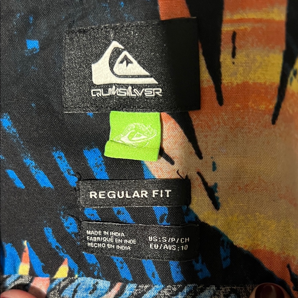 Quiksilver boys small  Blue and Orange aloha shirt  S